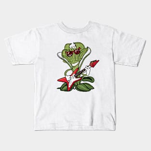 Plant with Mustache Playing Guitar 2 Kids T-Shirt